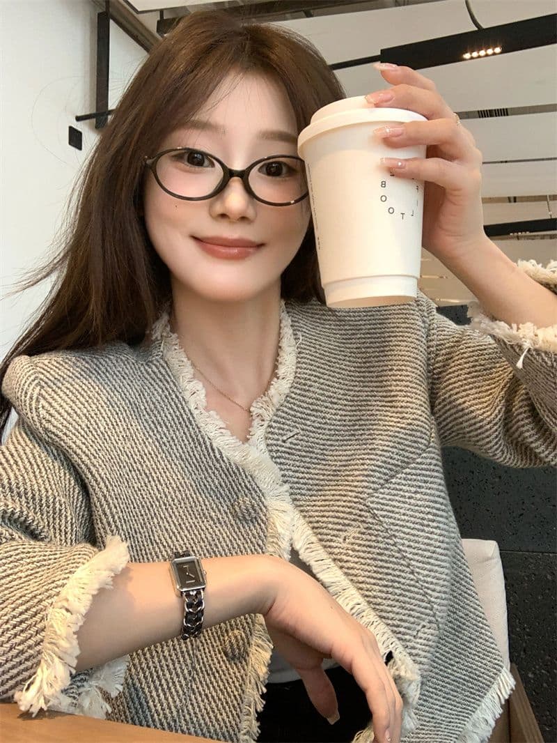 고급 센스 술 쇼트 스타일 작은 샤넬 스타일 트위드 여성 코트 가을 2026 새로운 프랑스식 루즈핏 품격 맨위 이미지 4