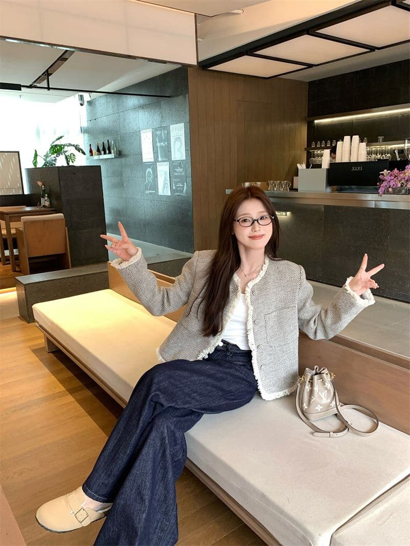 고급 센스 술 쇼트 스타일 작은 샤넬 스타일 트위드 여성 코트 가을 2026 새로운 프랑스식 루즈핏 품격 맨위 상세 이미지 8