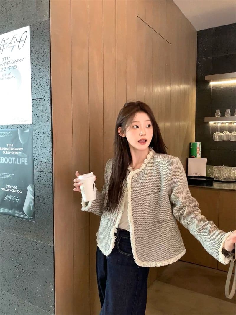 고급 센스 술 쇼트 스타일 작은 샤넬 스타일 트위드 여성 코트 가을 2026 새로운 프랑스식 루즈핏 품격 맨위 상세 이미지 13
