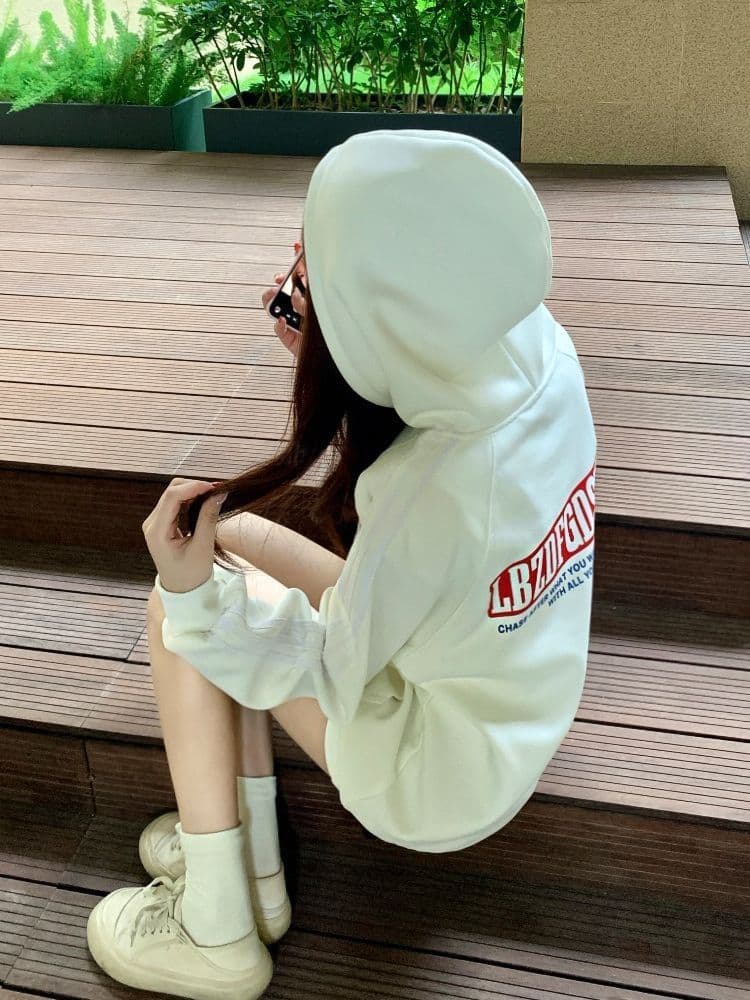 얇은 스타일 압력 라인 이후 패키지 칼라 순수한 Mianhua 면 복합 후드티 여성 상세 이미지 7