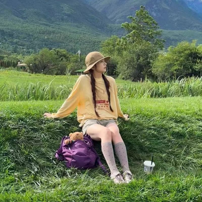 눈꽃 면 65 면 35 폴리 에스터 자외선 차단 긴팔 티셔츠 여성 이미지 5