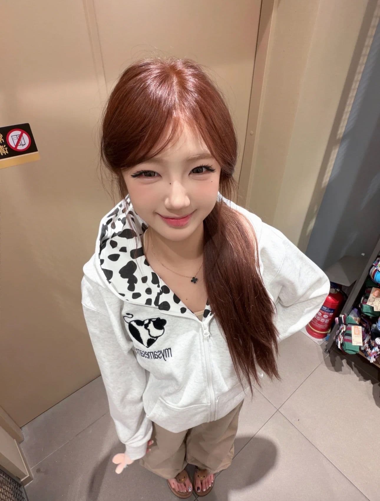 얇은 스타일 이후 패키지 칼라 순수한 Mianhua 면 복합 후드티 여성 상세 이미지 4