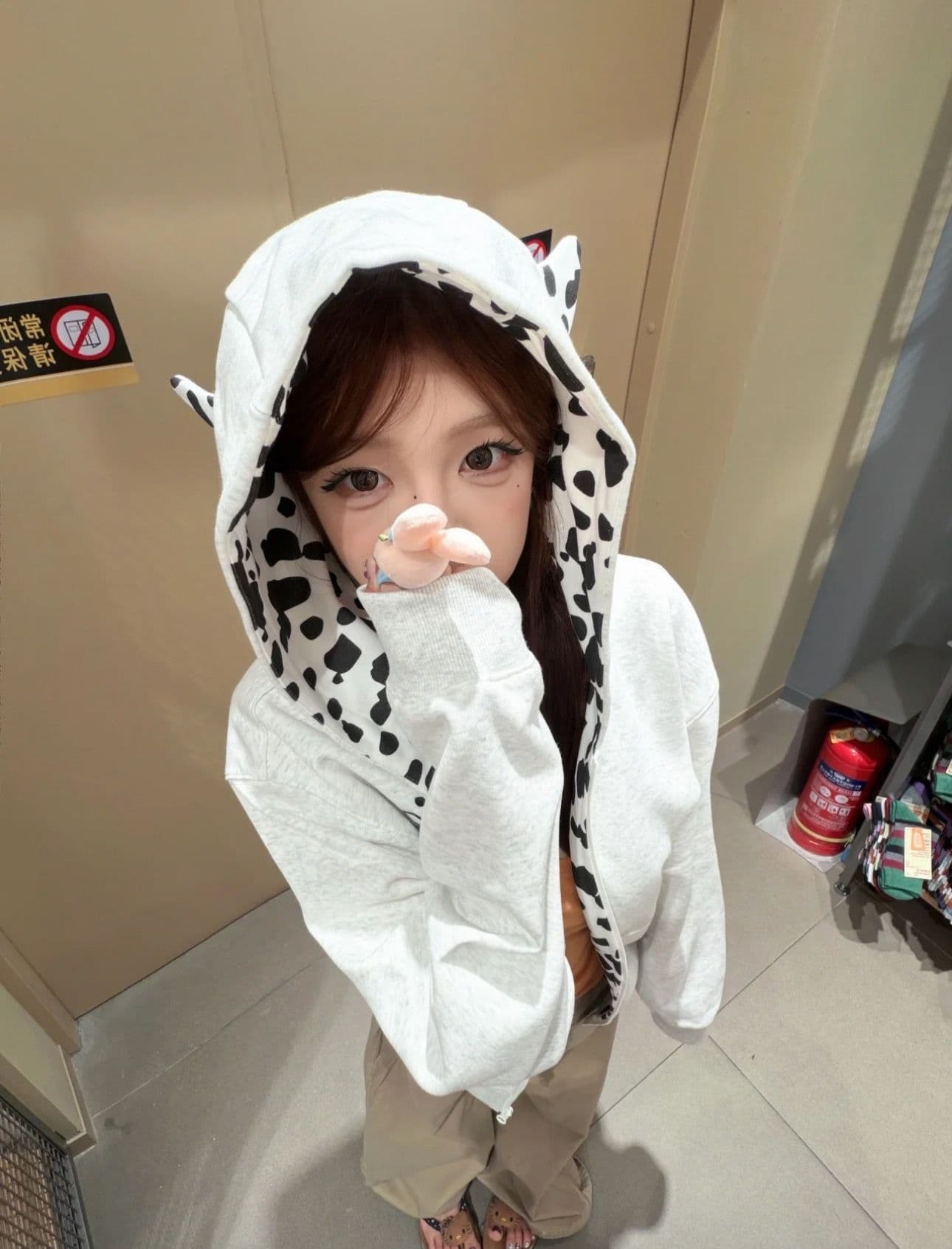 얇은 스타일 이후 패키지 칼라 순수한 Mianhua 면 복합 후드티 여성 상세 이미지 6