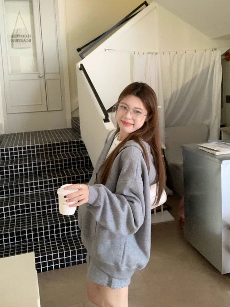 높음 감도 할 수 있 운동 부서 착용 가져 가라. 세트 여성 봄 가을 루즈핏 캐주얼 후드 티 스웨터 캐주얼 반바지 투피스 세트 상세 이미지 17