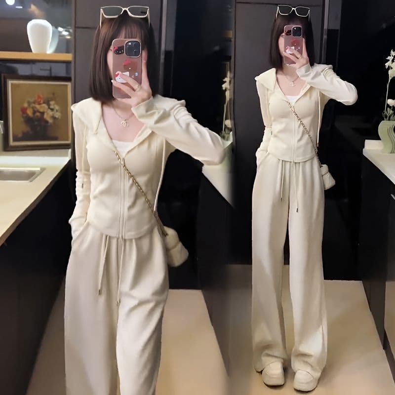 캐주얼 스포츠 슈트 가을 후드 티 스웨터 차 부서 착용 가져 가라. 전체 집합 Chic 긴 바지 세트 이미지 3