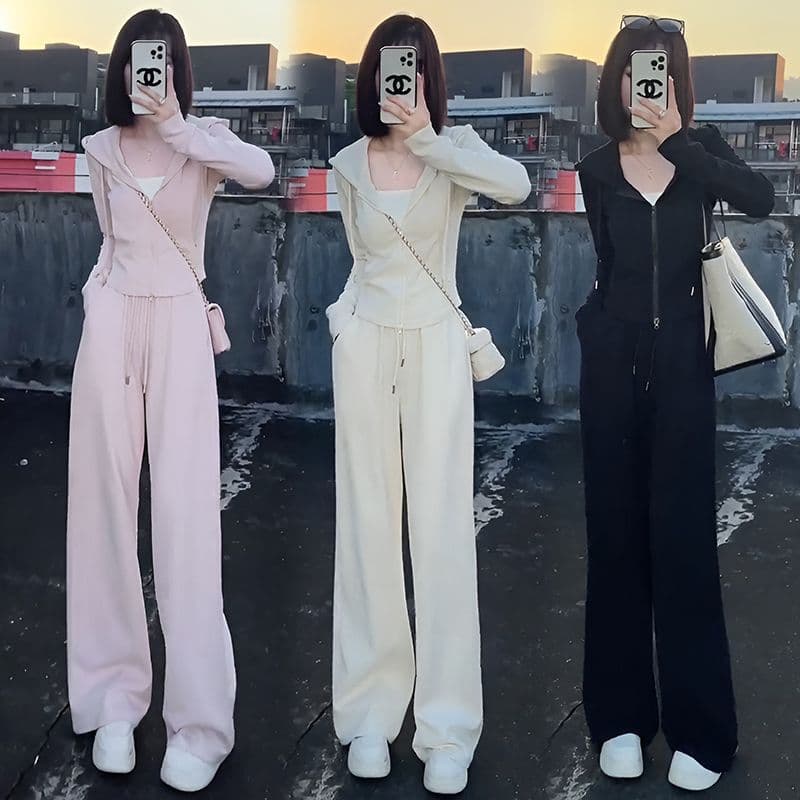 캐주얼 스포츠 슈트 가을 후드 티 스웨터 차 부서 착용 가져 가라. 전체 집합 Chic 긴 바지 세트 이미지 5