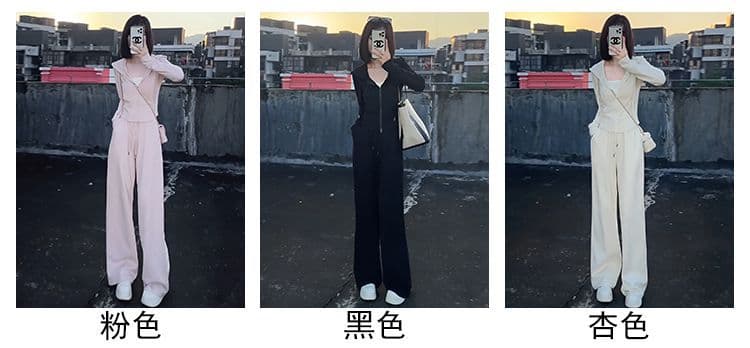 캐주얼 스포츠 슈트 가을 후드 티 스웨터 차 부서 착용 가져 가라. 전체 집합 Chic 긴 바지 세트 상세 이미지 3