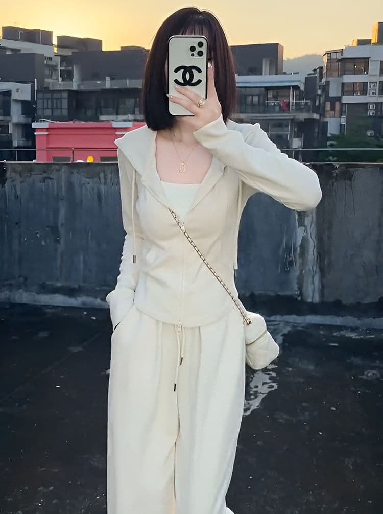 캐주얼 스포츠 슈트 가을 후드 티 스웨터 차 부서 착용 가져 가라. 전체 집합 Chic 긴 바지 세트 상세 이미지 6