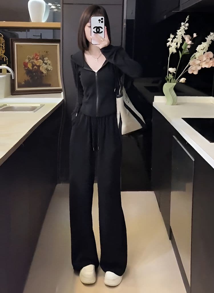캐주얼 스포츠 슈트 가을 후드 티 스웨터 차 부서 착용 가져 가라. 전체 집합 Chic 긴 바지 세트 상세 이미지 9