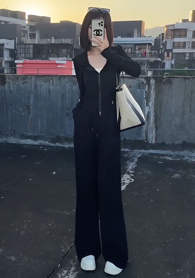 캐주얼 스포츠 슈트 가을 후드 티 스웨터 차 부서 착용 가져 가라. 전체 집합 Chic 긴 바지 세트 상세 이미지 10
