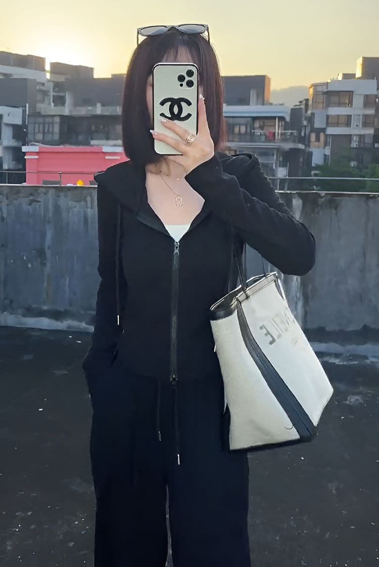 캐주얼 스포츠 슈트 가을 후드 티 스웨터 차 부서 착용 가져 가라. 전체 집합 Chic 긴 바지 세트 상세 이미지 11