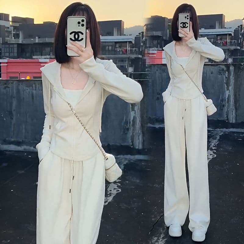 캐주얼 스포츠 슈트 가을 후드 티 스웨터 차 부서 착용 가져 가라. 전체 집합 Chic 긴 바지 세트 상세 이미지 15