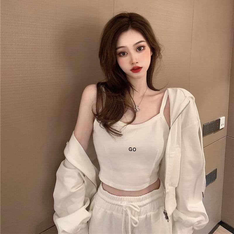연령 감소 슬림해 보이는 스포츠 슈트 여성 봄 가을 학생 루즈핏 한국 스타일 패션 후드티 캐주얼 3종 세트 러닝 서비스 상세 이미지 12