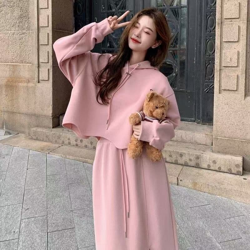 연령 감소 슬림해 보이는 스포츠 슈트 여성 봄 가을 학생 루즈핏 한국 스타일 패션 후드티 캐주얼 3종 세트 러닝 서비스 상세 이미지 1