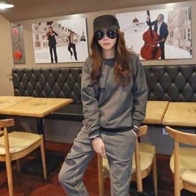 캐주얼 긴 바지 봄 가을 2026 단색 후드 달콤한 차가운 바람 오픈 가디건 긴팔 후드티 투피스 세트 상세 이미지 3