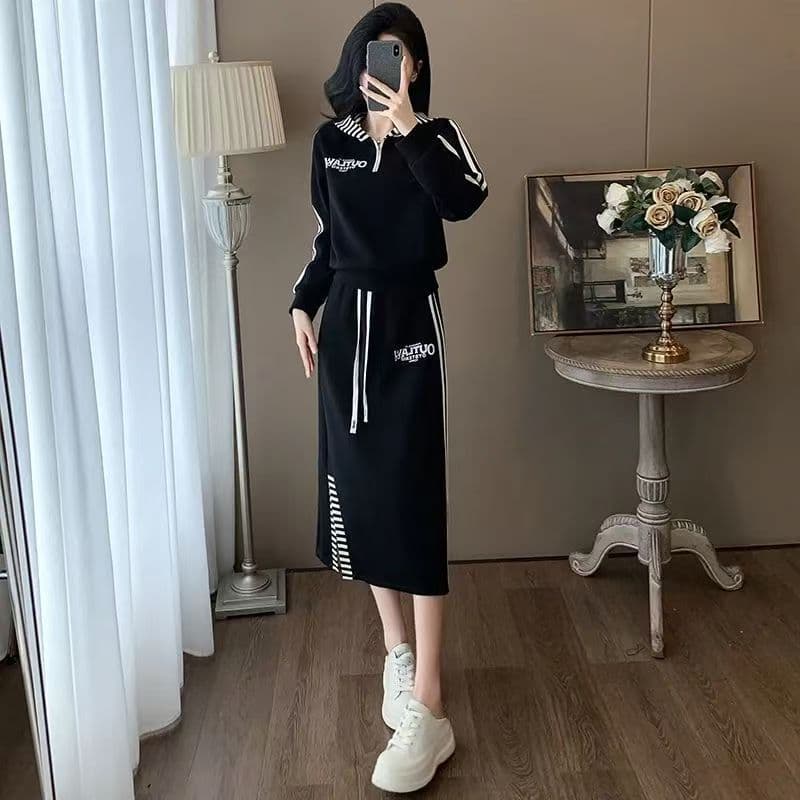캐주얼 긴 바지 봄 가을 2026 단색 후드 달콤한 차가운 바람 오픈 가디건 긴팔 후드티 투피스 세트 이미지 5
