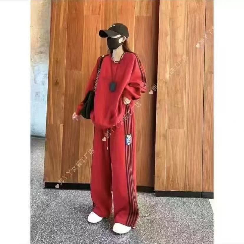 캐주얼 세트 2026 가을 새로운 패션 스탠드 칼라 지퍼 외국 가스 맨위 연령 감소 슬림해 보이는 와이드 레그 팬츠 투피스 세트 상세 이미지 13