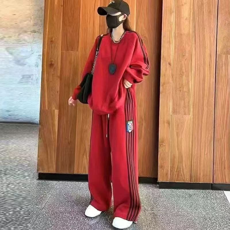 캐주얼 세트 2026 가을 새로운 패션 스탠드 칼라 지퍼 외국 가스 맨위 연령 감소 슬림해 보이는 와이드 레그 팬츠 투피스 세트 상세 이미지 19