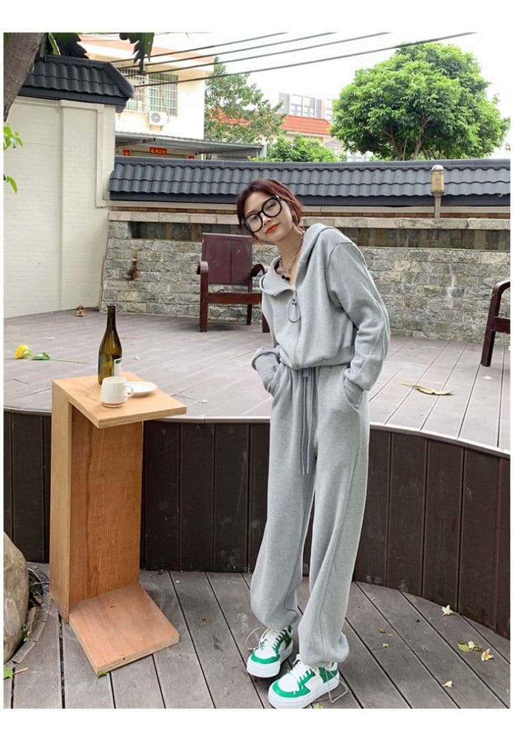 외국 가스 연령 감소 세트 여성 봄 후드 티 스웨터 패션 캐주얼 바지 운동복 작은 키 투피스 세트 상세 이미지 19