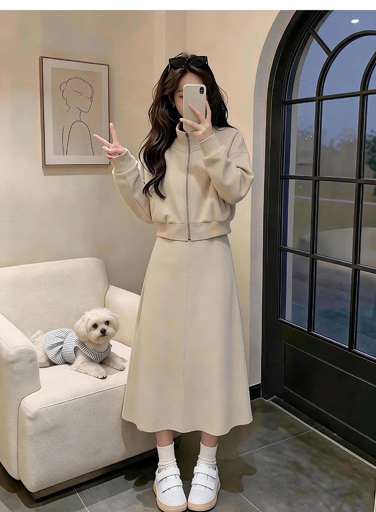 연령 감소 외국 가스 캐주얼 후드티 세트 2026 새로운 가을 슈퍼 화재 착용 가져 가라. 올해 인기 치마 세트