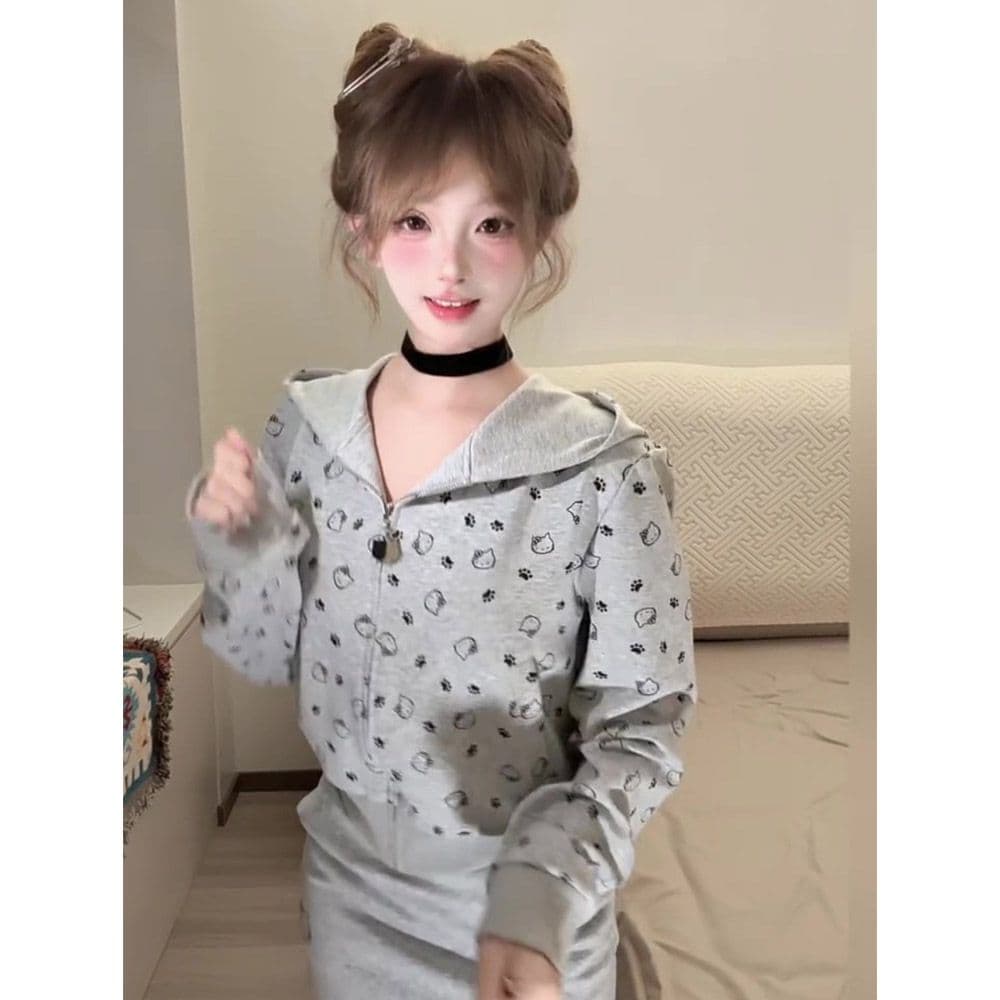얇은 스타일 원본 부형제 이후 패키지 칼라 순수한 Mianhua 면 복합 후드티 여성 이미지 4
