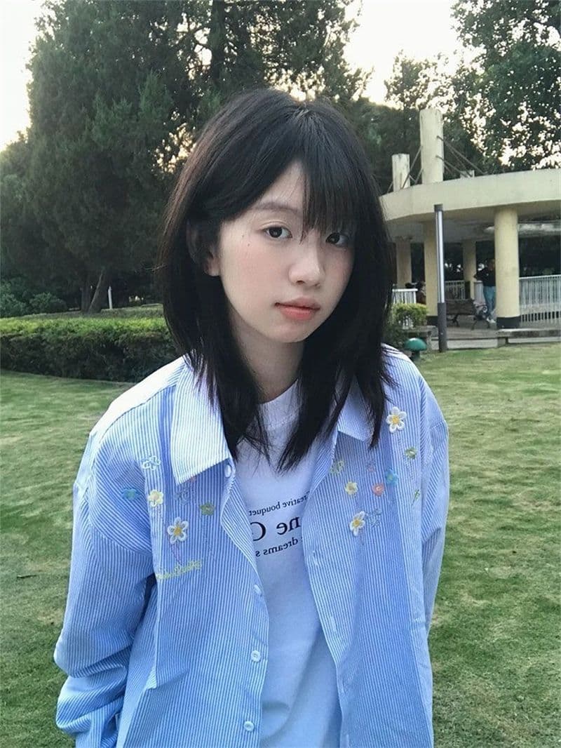 꽃 부형제 자수 컬러 짜임 천 포함 면 60 스트라이프 긴팔 셔츠 상세 이미지 4