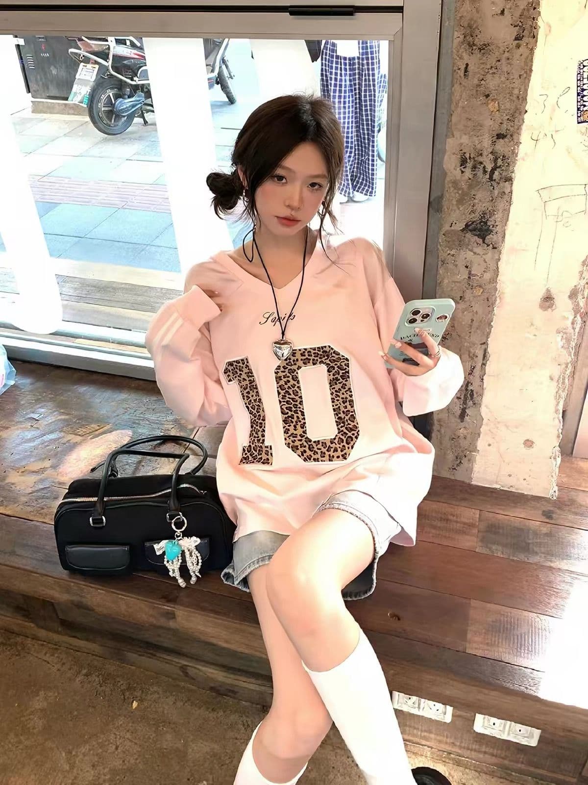 순면 220 그램 긴팔 티셔츠 여성 이미지 3
