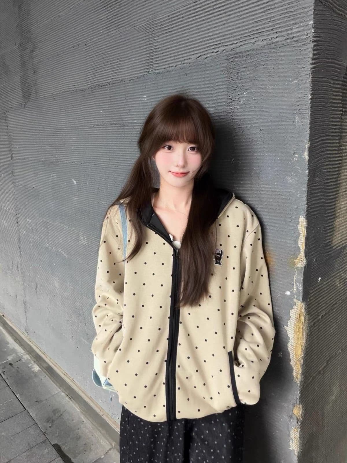 얇은 스타일 복잡한 블랙 하단 이후 패키지 칼라 순수한 Mianhua 면 복합 후드티 여성 상세 이미지 5