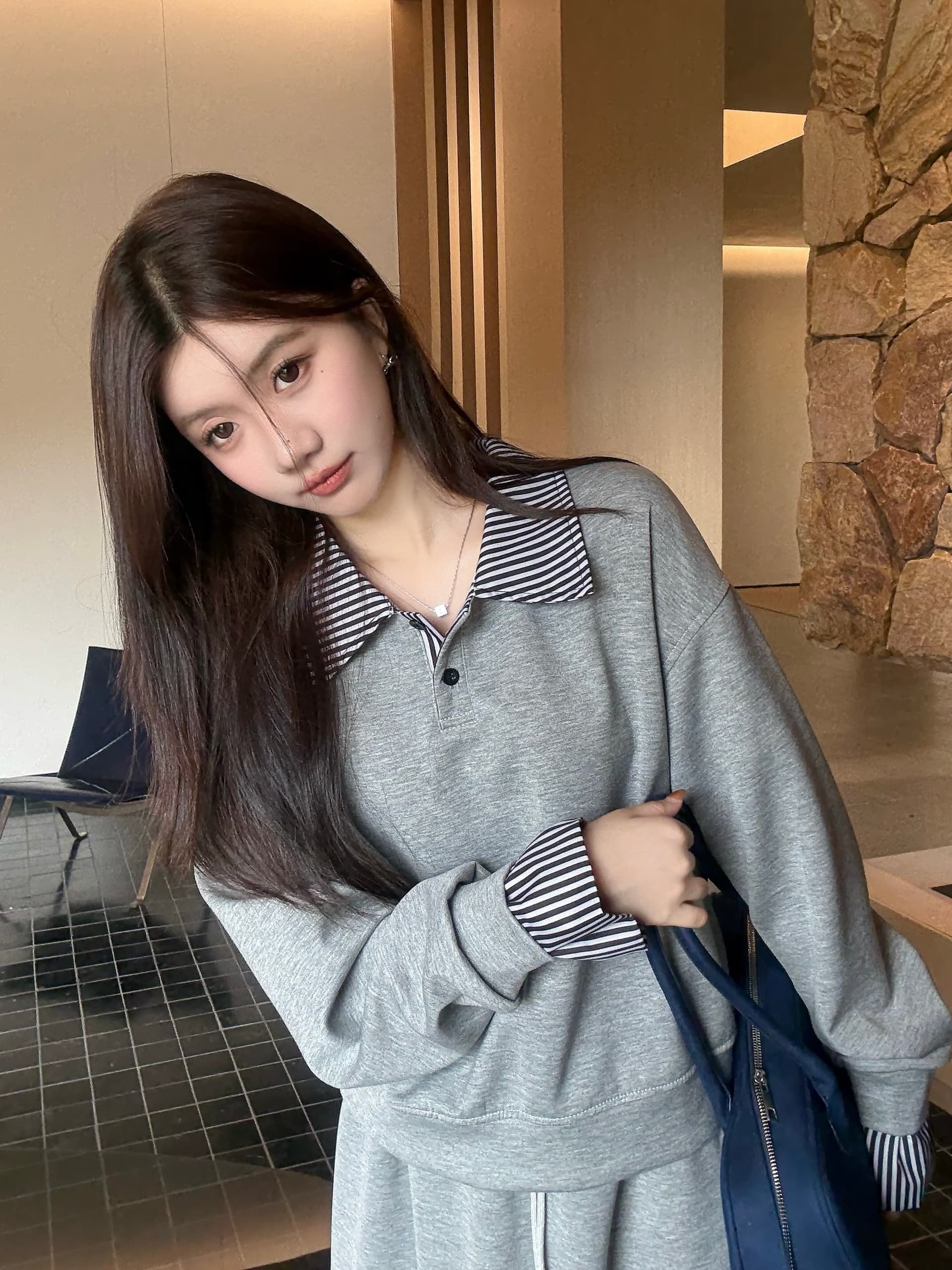 한 부서 학원 스타일 연령 감소 세트 여성 빅 사이즈 체크무늬 패치워크 후드티 반신 스커트 투피스 세트 상세 이미지 13