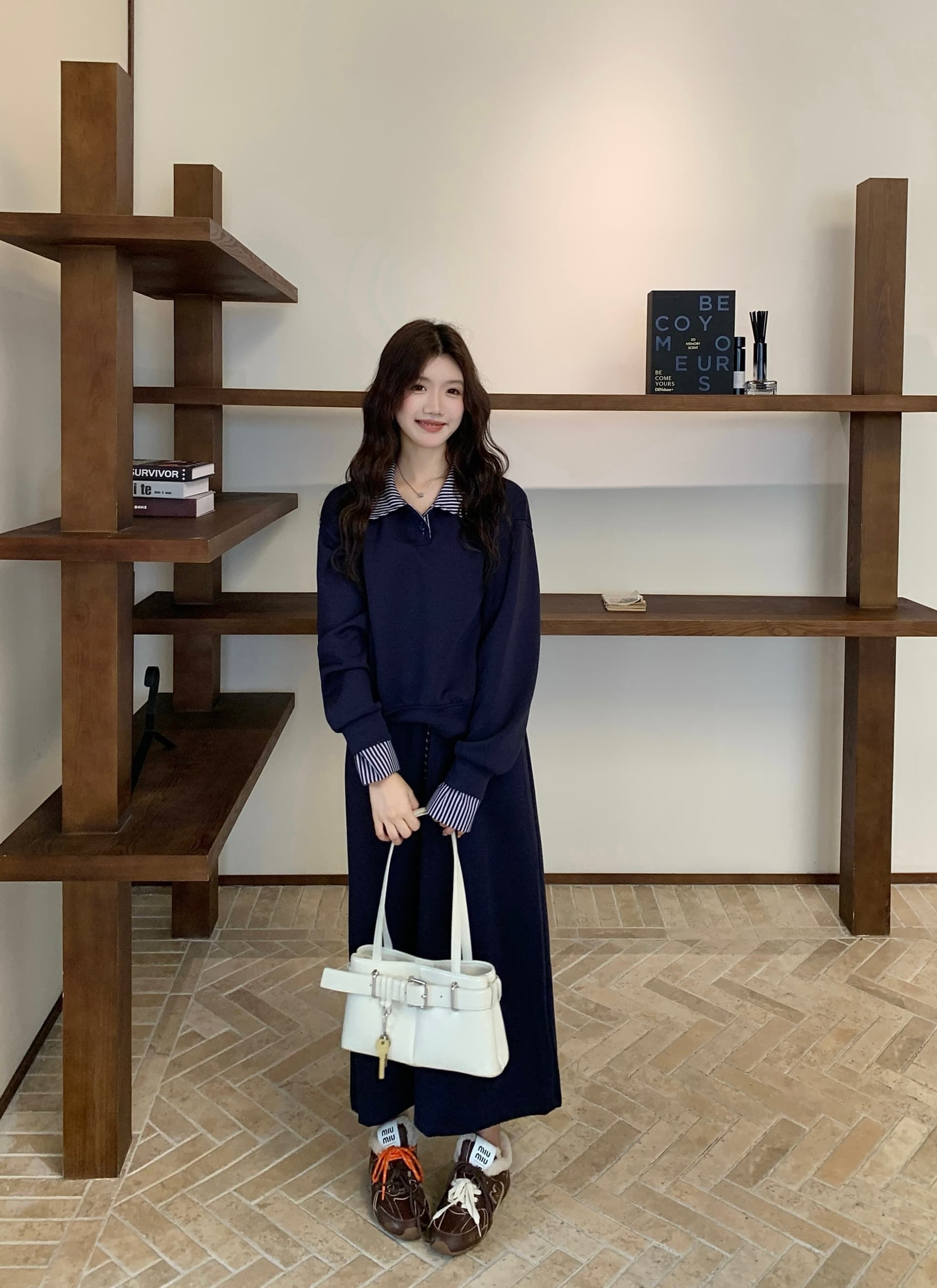 한 부서 학원 스타일 연령 감소 세트 여성 빅 사이즈 체크무늬 패치워크 후드티 반신 스커트 투피스 세트 상세 이미지 23