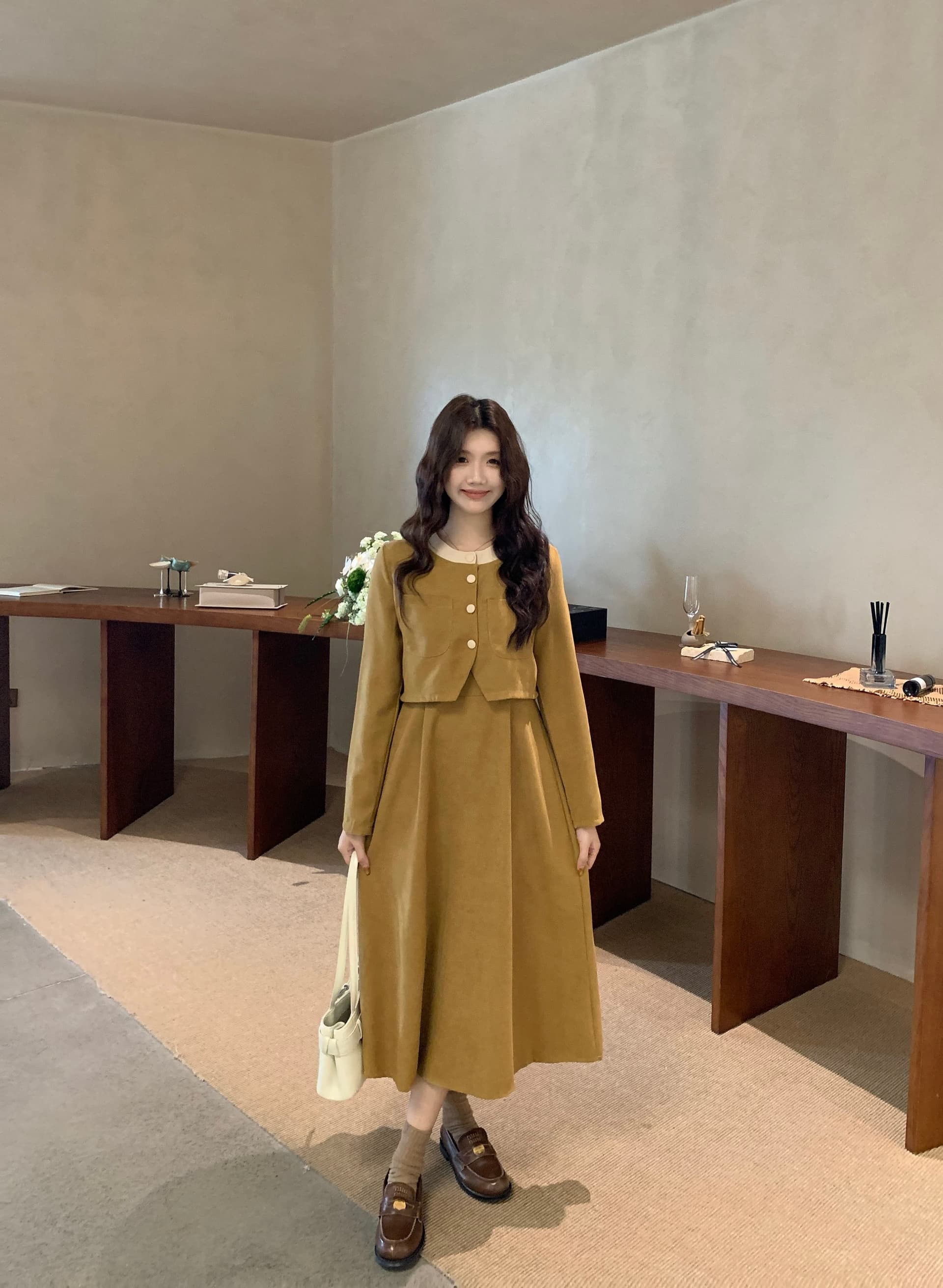 실사 빅 사이즈 고급 센스 외국 가스 연령 감소 패션 품격 슬림해 보이는 다용도 캐주얼 드레스 상세 이미지 4