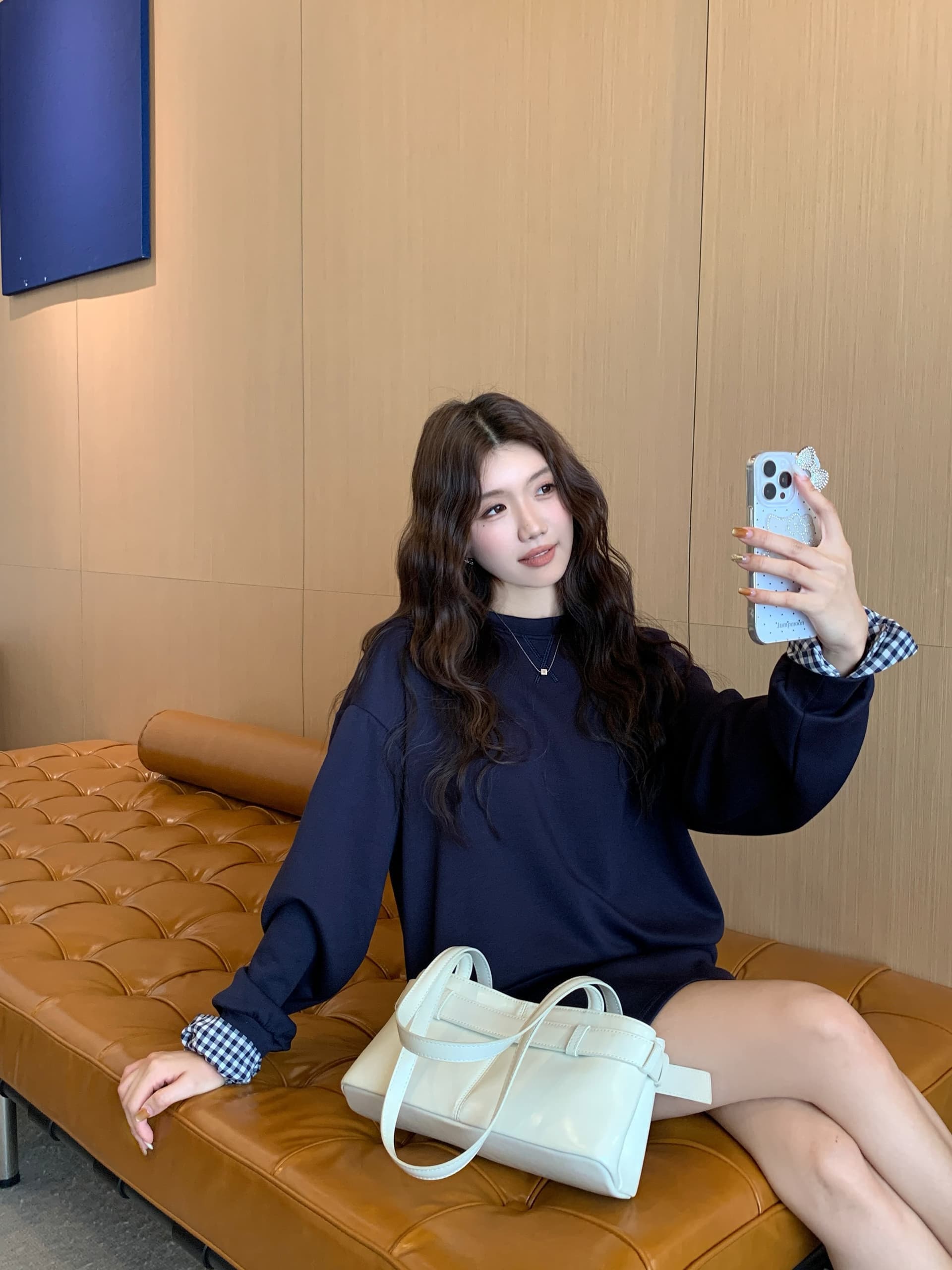 실사 빅 사이즈 세트 캐주얼 패션 고급 센스 miu 부서 후드티 치마 투피스 세트 상세 이미지 18