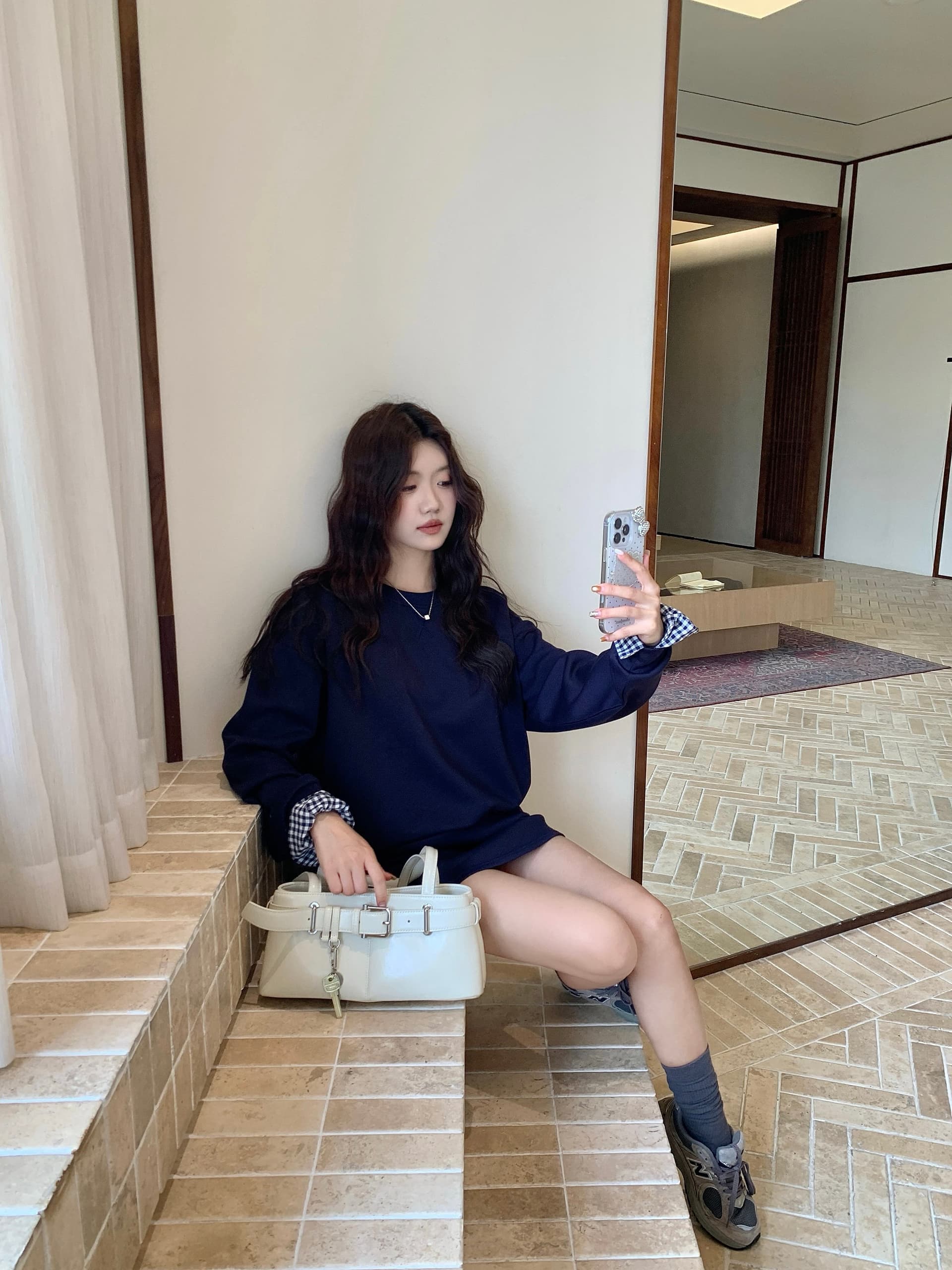 실사 빅 사이즈 세트 캐주얼 패션 고급 센스 miu 부서 후드티 치마 투피스 세트 상세 이미지 22