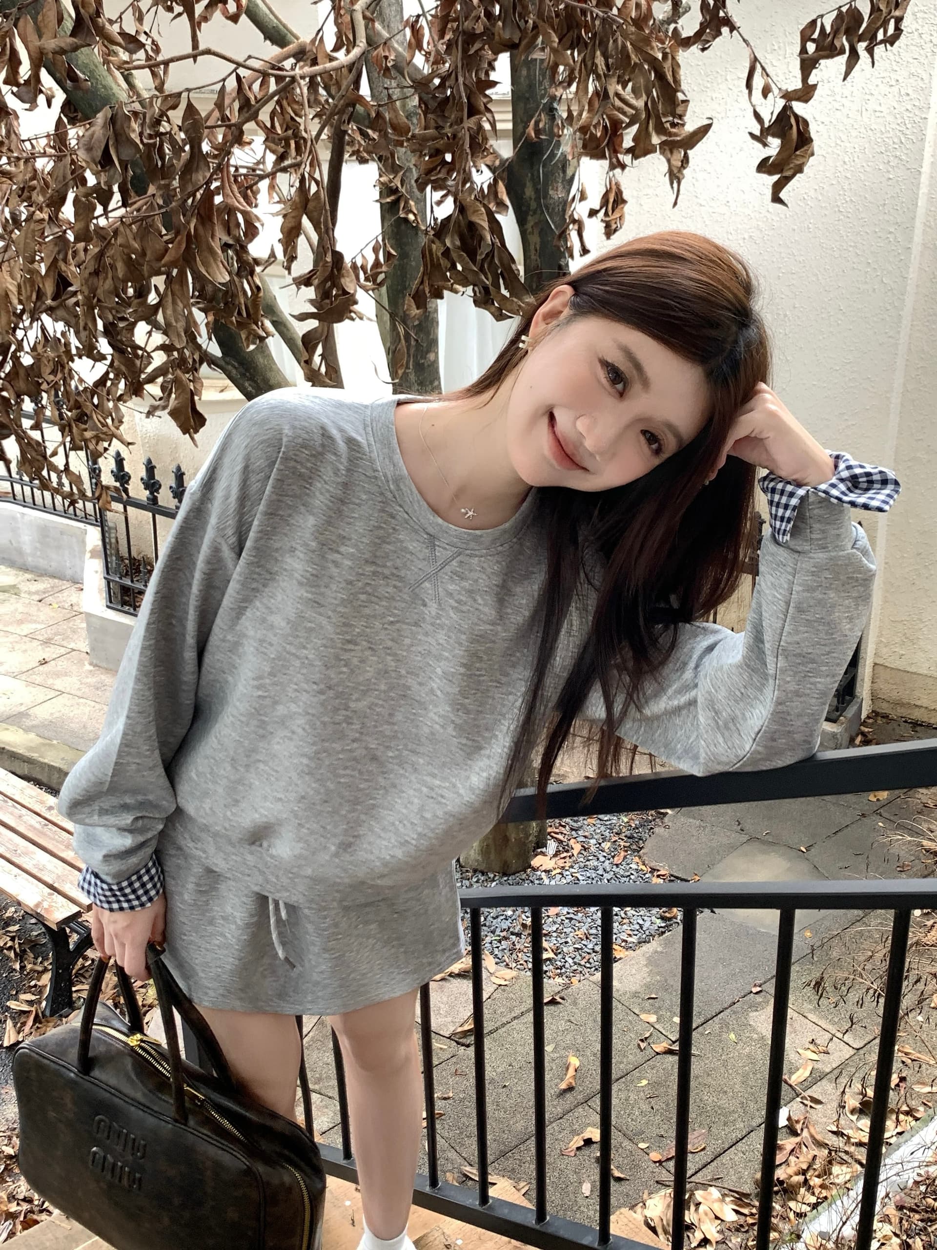 실사 빅 사이즈 세트 캐주얼 패션 고급 센스 miu 부서 후드티 치마 투피스 세트 상세 이미지 29