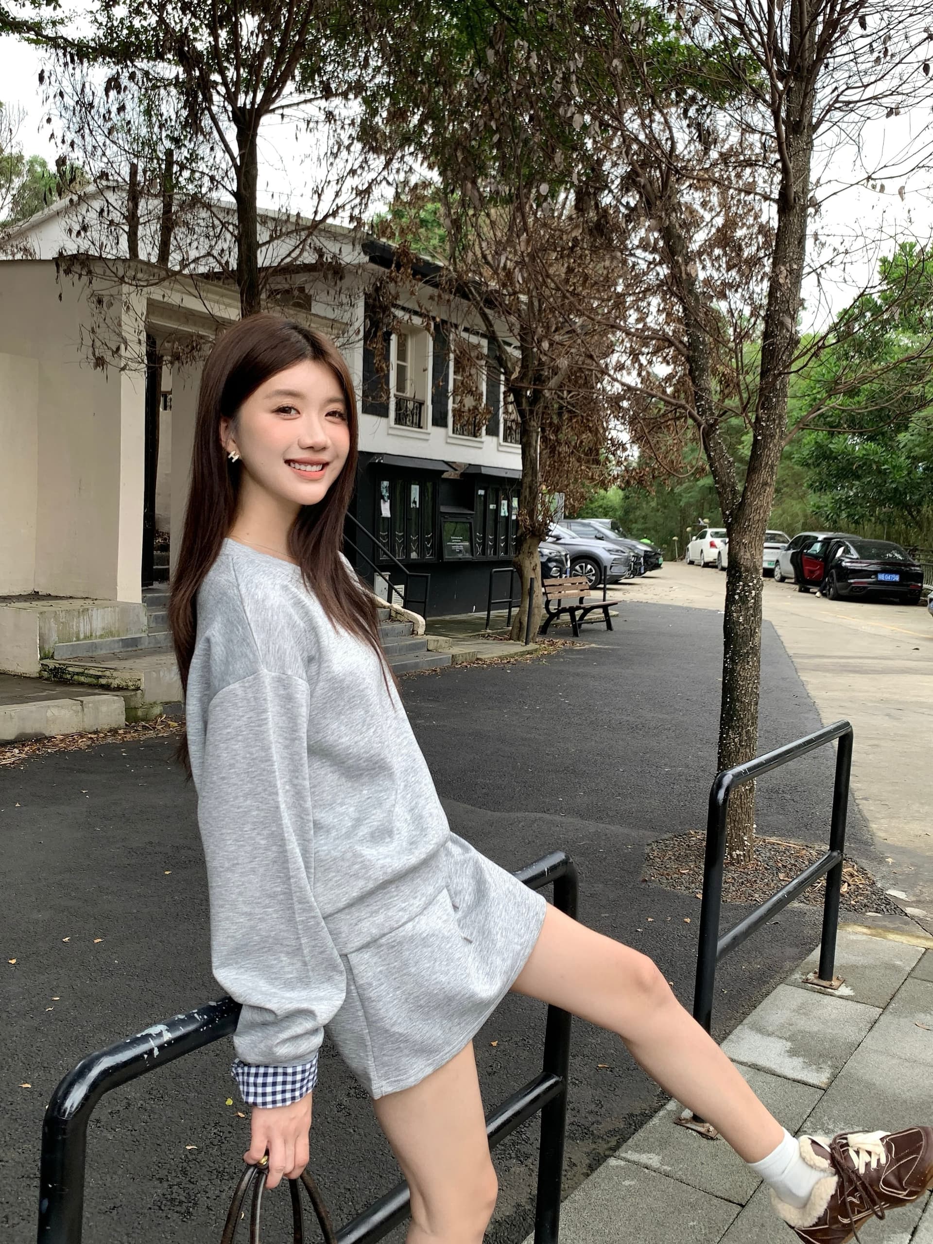 실사 빅 사이즈 세트 캐주얼 패션 고급 센스 miu 부서 후드티 치마 투피스 세트 상세 이미지 32