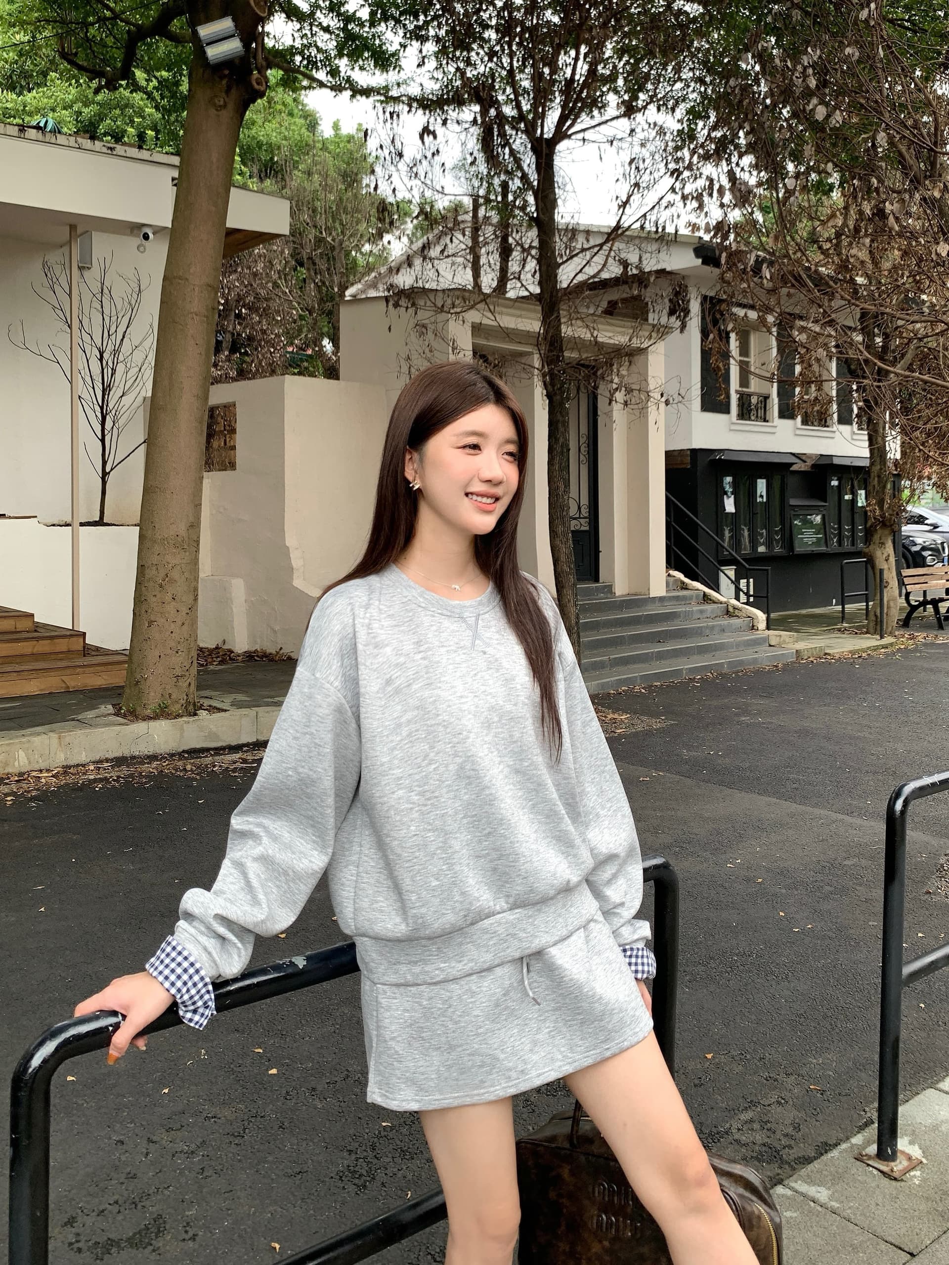 실사 빅 사이즈 세트 캐주얼 패션 고급 센스 miu 부서 후드티 치마 투피스 세트 상세 이미지 34