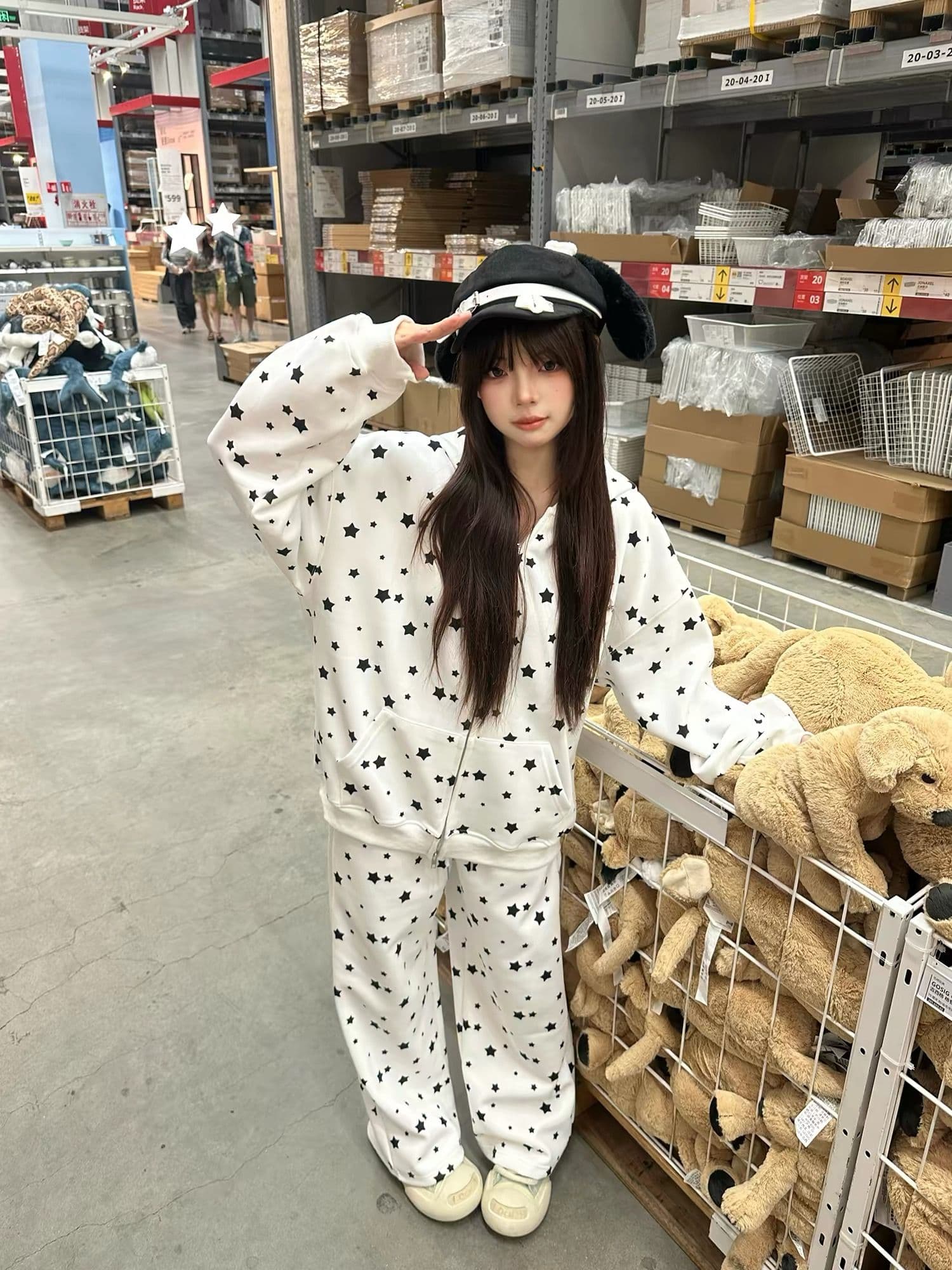원본 솜씨 주문 철 알파벳 순수한 Mianhua 면 복합 후드티 여성 바지 아이들 이미지 2