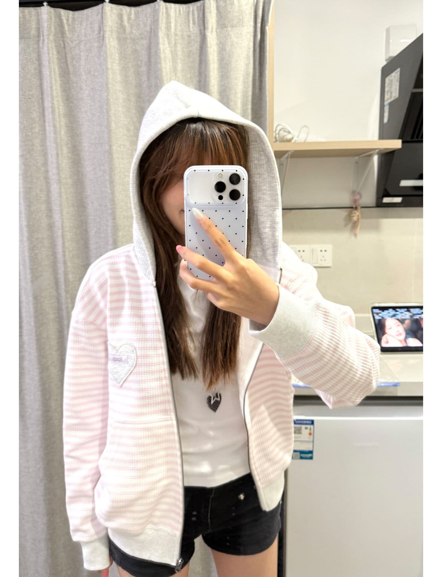 얇은 스타일 백금 지퍼 자수 주문 표준 이후 패키지 칼라 후아 남편 그리드 복잡한 후드티 여성