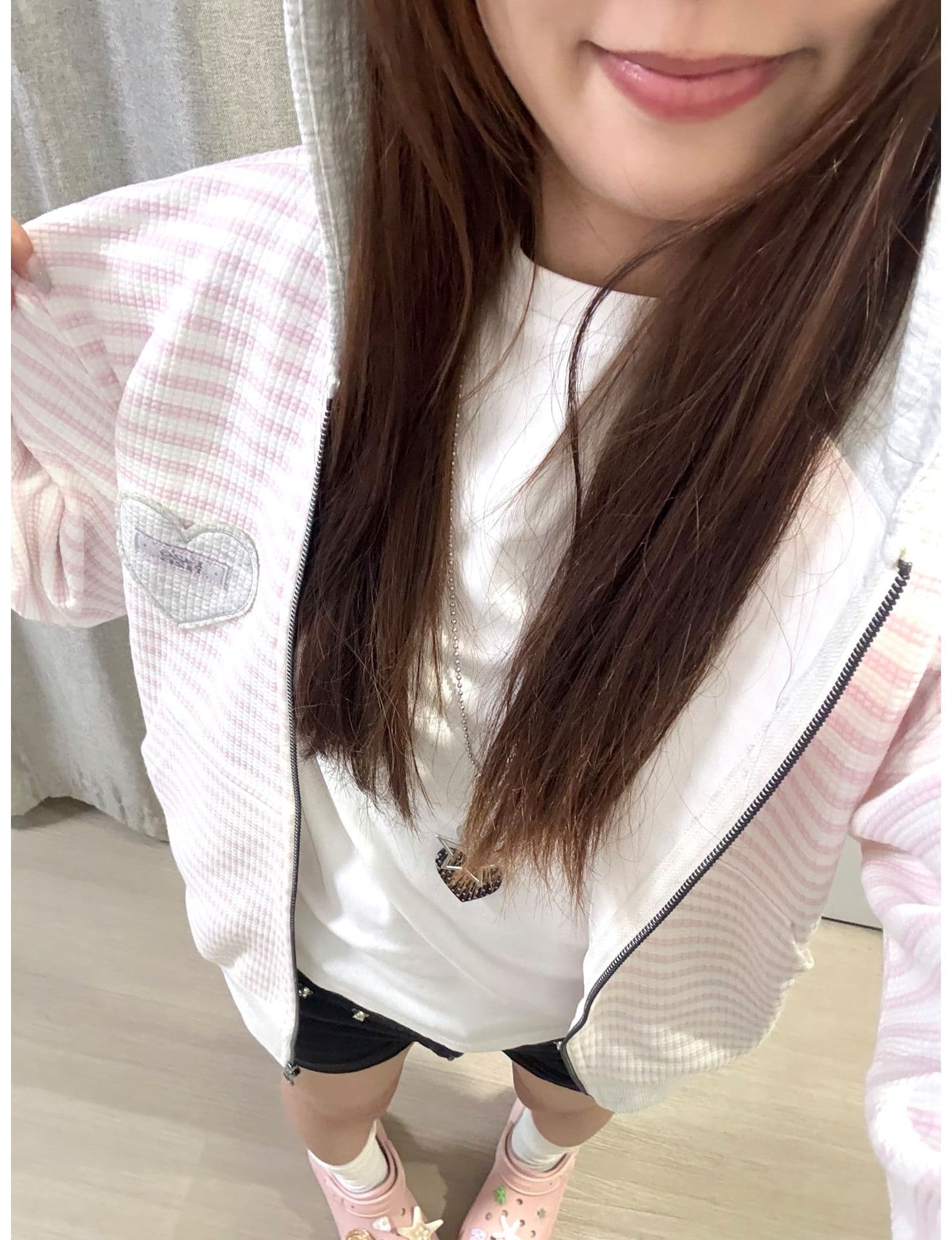 얇은 스타일 백금 지퍼 자수 주문 표준 이후 패키지 칼라 후아 남편 그리드 복잡한 후드티 여성 상세 이미지 7
