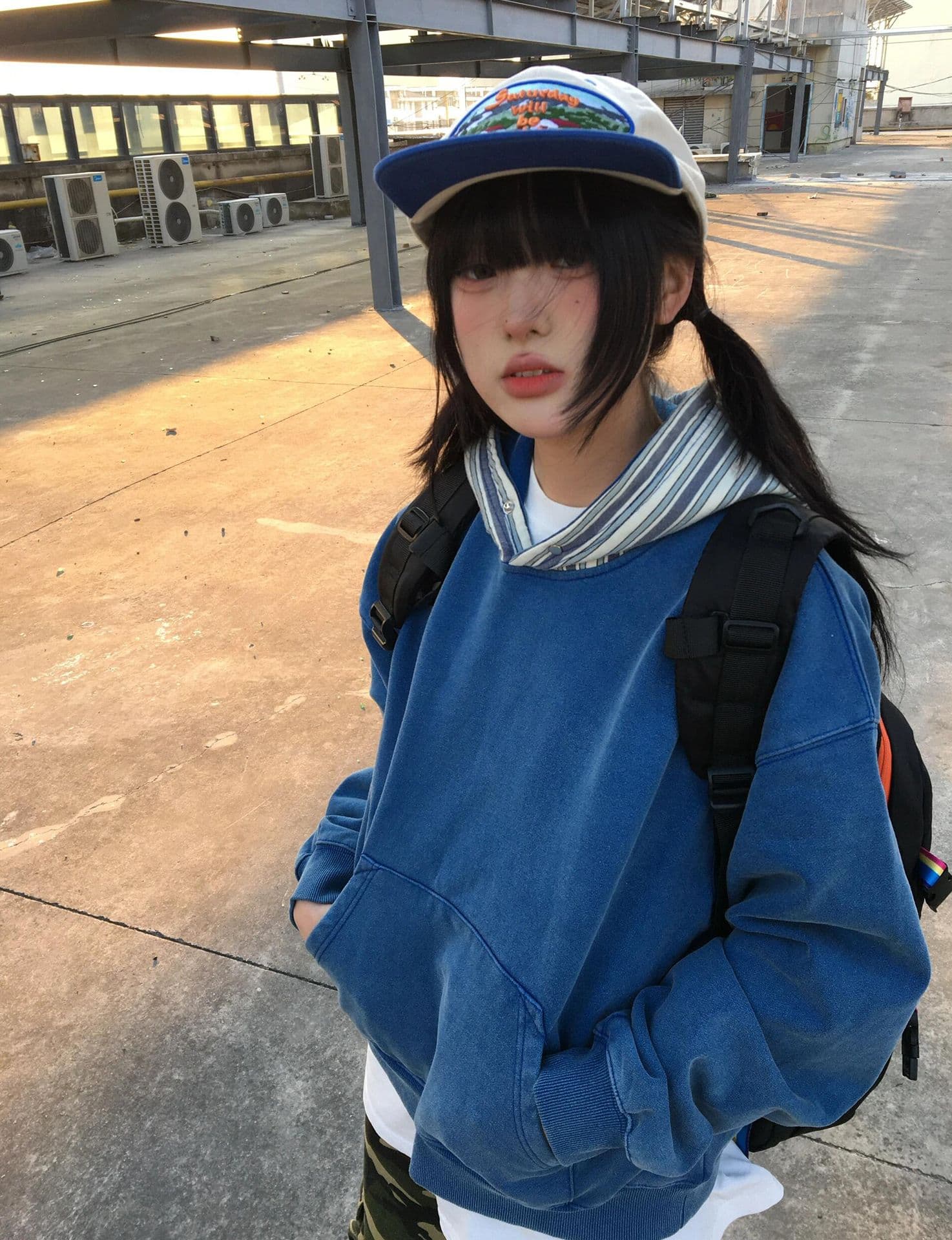 얇은 스타일 털이 있는 워시 물 공예 소매 구멍 커프스 압력 라인 순수한 Mianhua 면 복합 후드티 여성 상세 이미지 4