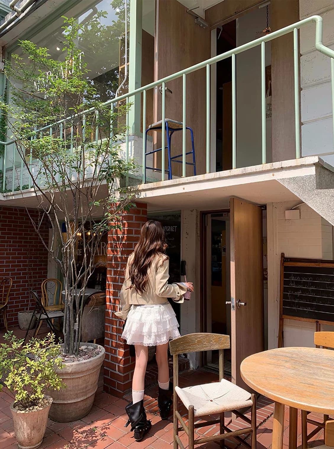 영국식 바람 이중 버튼 재킷 가을 디자인 센스 핫걸 카키 색 여성 코트 상세 이미지 12