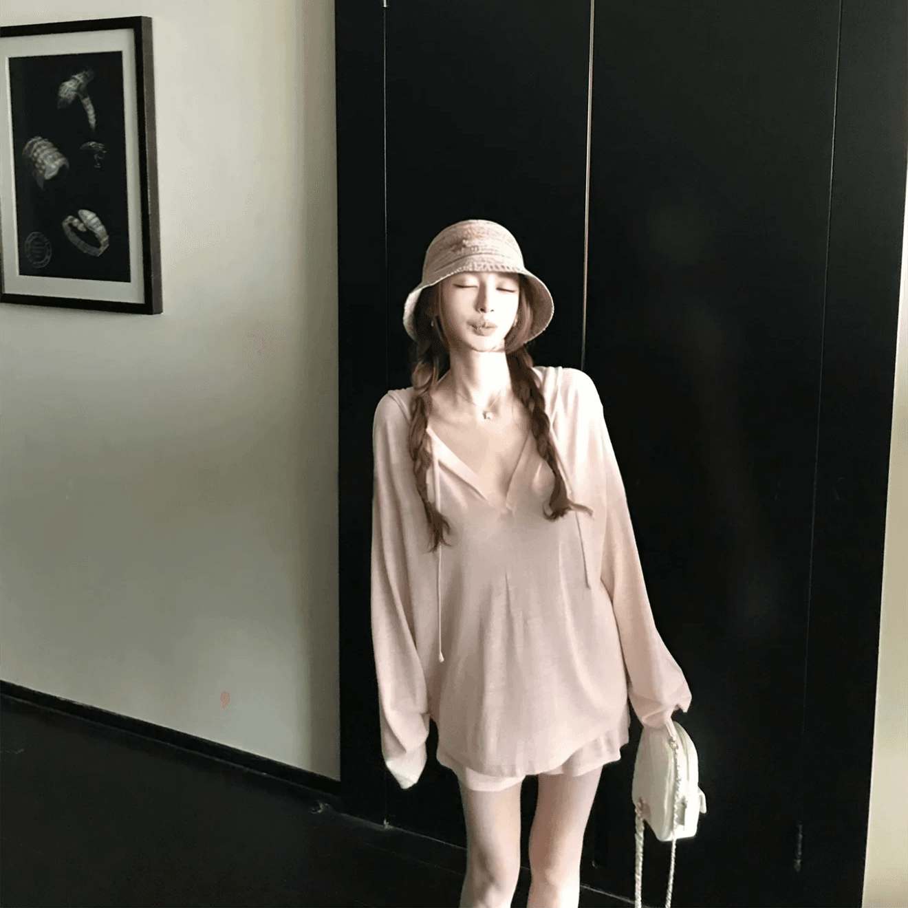 게으른 빛 산소 캐주얼 스포츠 슈트 여성 봄 여름 투피스 세트 반바지 후드티 루즈핏 가정 외출용 러닝 서비스 이미지 4