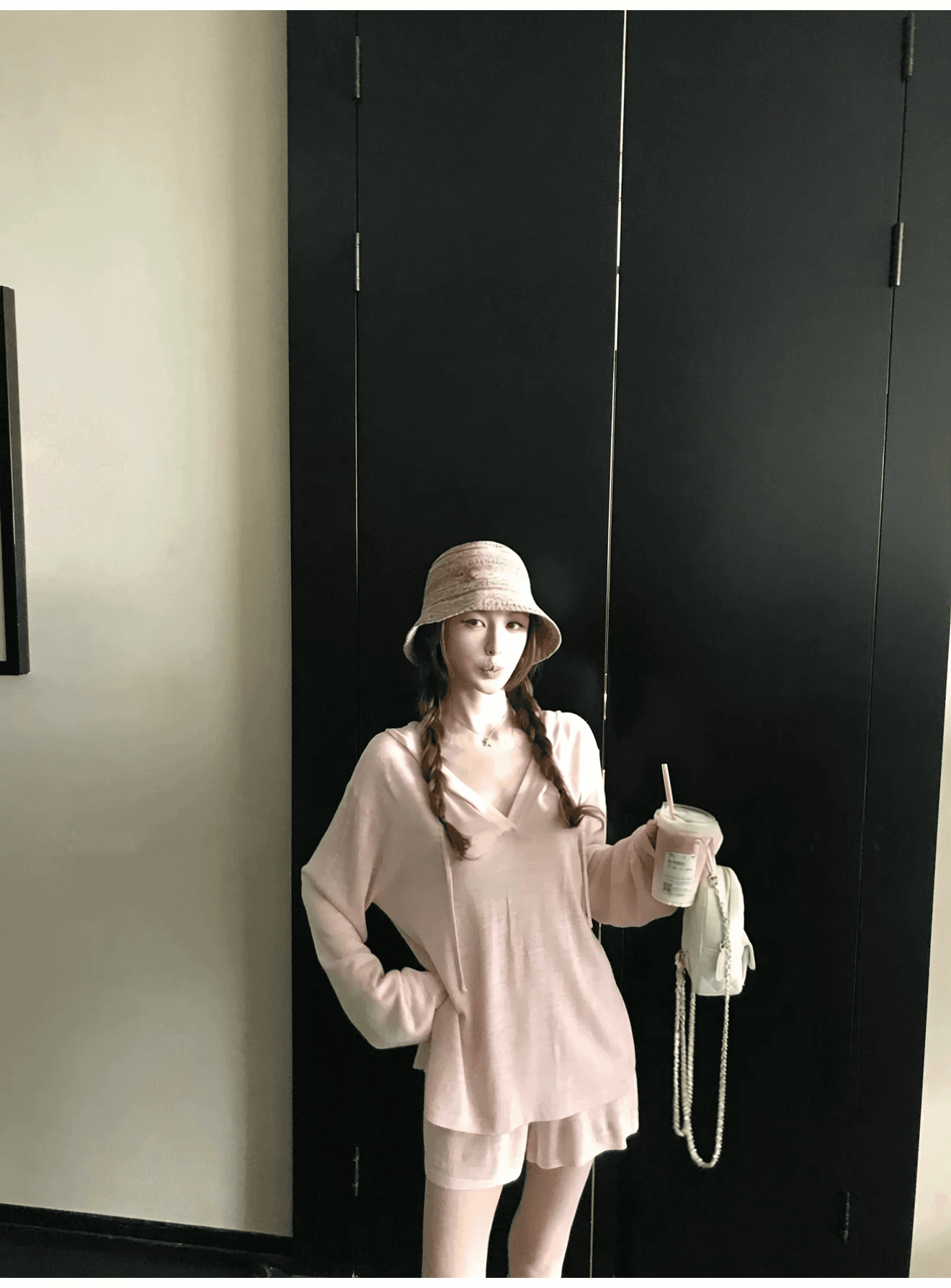 게으른 빛 산소 캐주얼 스포츠 슈트 여성 봄 여름 투피스 세트 반바지 후드티 루즈핏 가정 외출용 러닝 서비스 상세 이미지 18