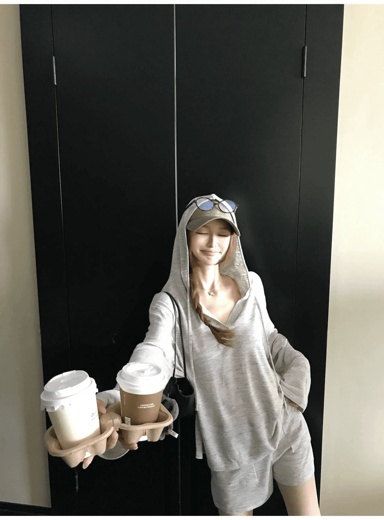 게으른 빛 산소 캐주얼 스포츠 슈트 여성 봄 여름 투피스 세트 반바지 후드티 루즈핏 가정 외출용 러닝 서비스 상세 이미지 25