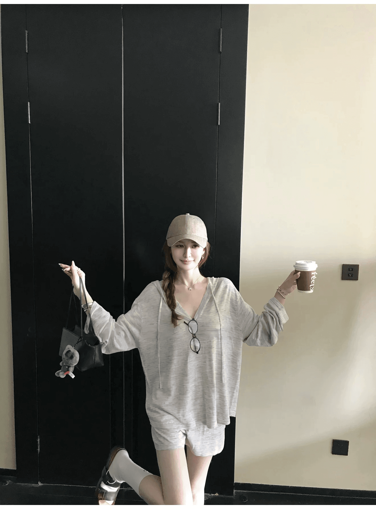 게으른 빛 산소 캐주얼 스포츠 슈트 여성 봄 여름 투피스 세트 반바지 후드티 루즈핏 가정 외출용 러닝 서비스 상세 이미지 29