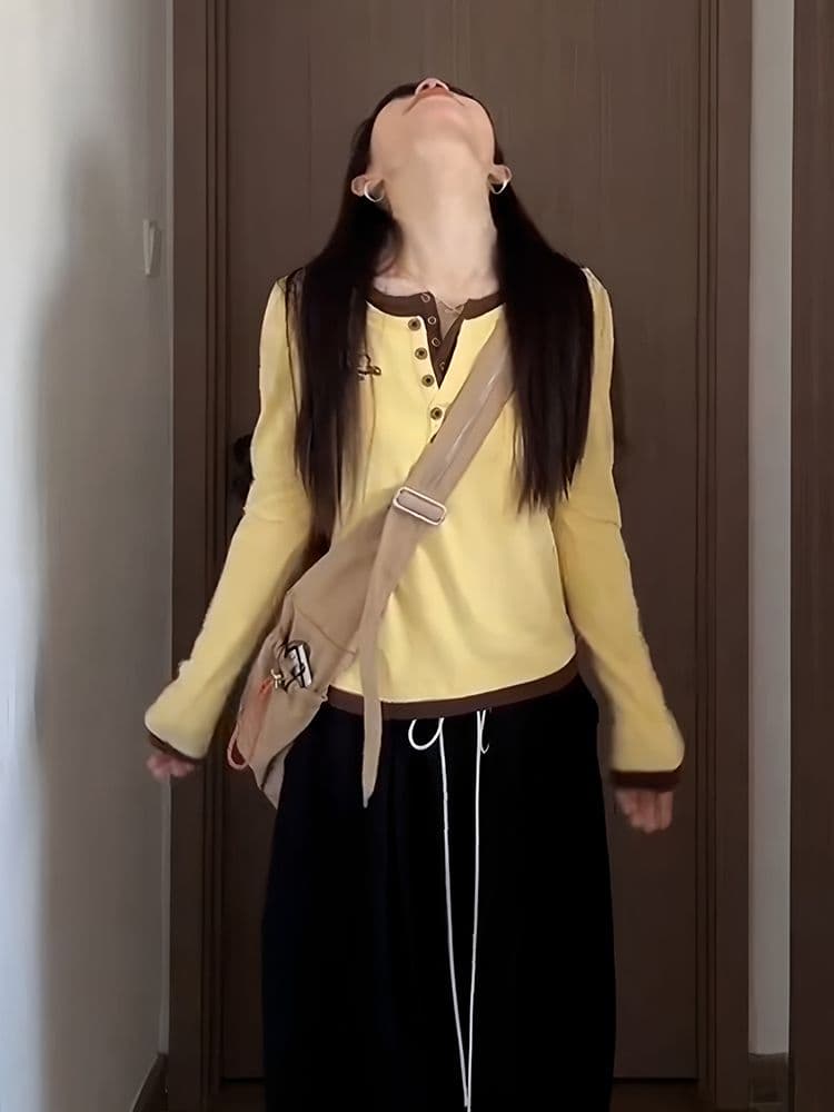자이언트 잘 생긴 ~ 중 이른 가을 전체 집합 한 부서 페이크 레이어드 긴팔 티셔츠 레이스 와이드 레그 팬츠 세트 여성 가을 새로운 상세 이미지 3