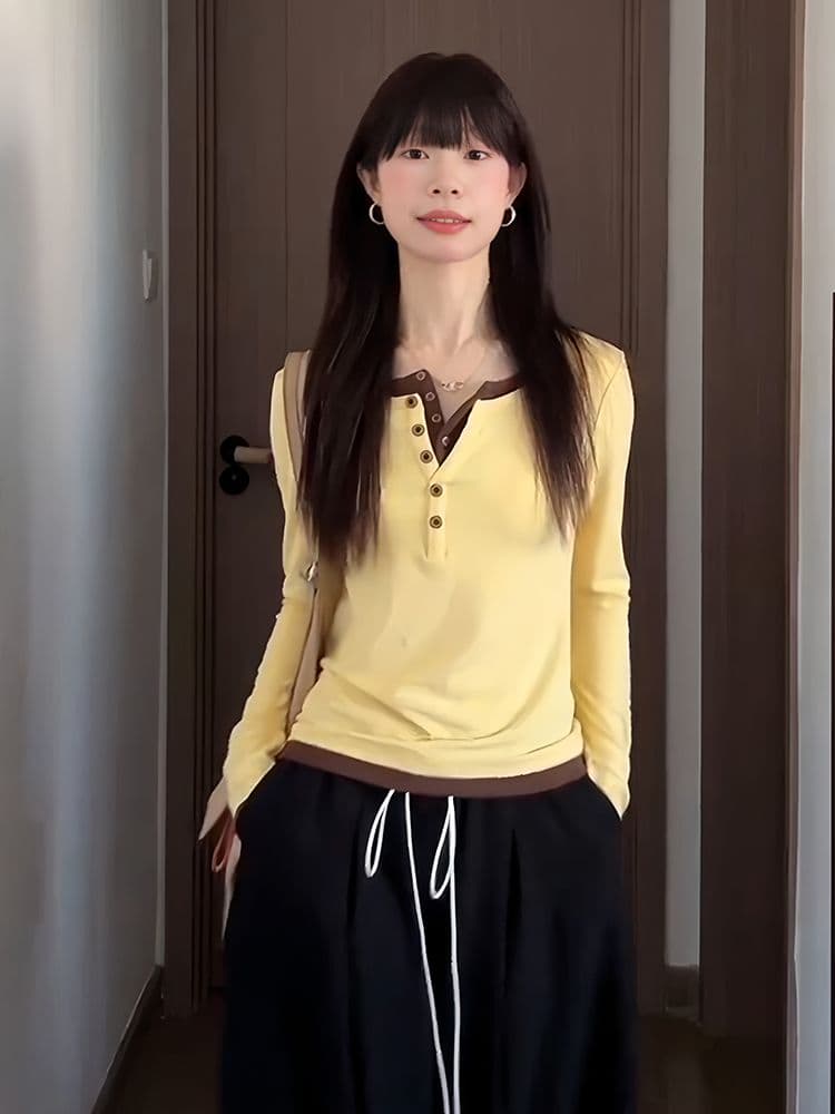 자이언트 잘 생긴 ~ 중 이른 가을 전체 집합 한 부서 페이크 레이어드 긴팔 티셔츠 레이스 와이드 레그 팬츠 세트 여성 가을 새로운 상세 이미지 5