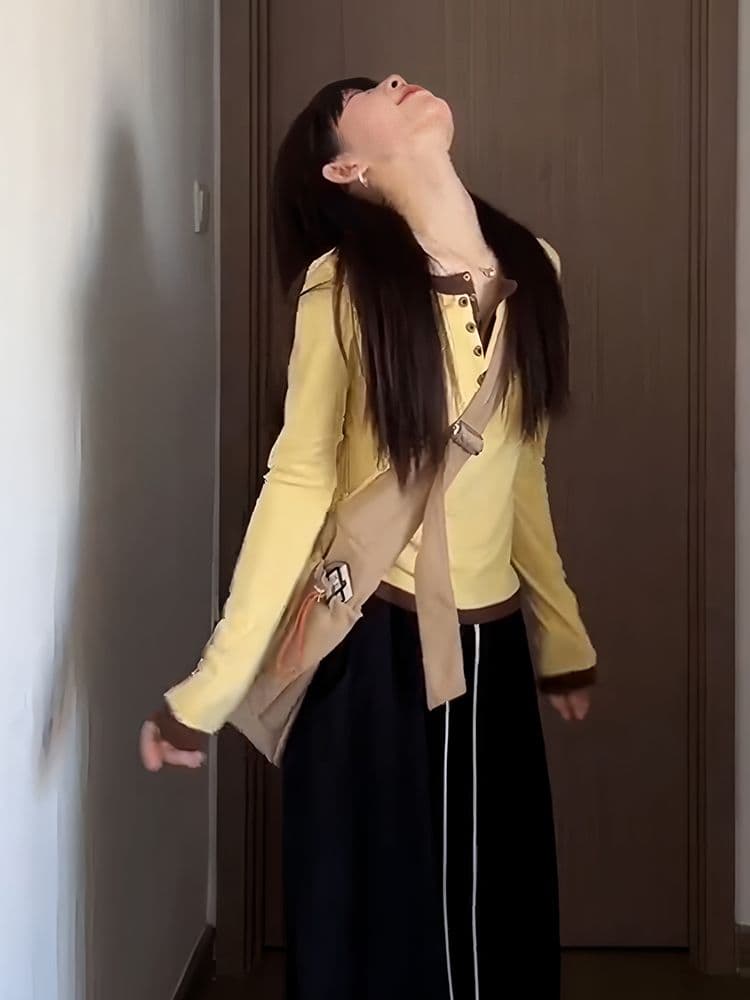 자이언트 잘 생긴 ~ 중 이른 가을 전체 집합 한 부서 페이크 레이어드 긴팔 티셔츠 레이스 와이드 레그 팬츠 세트 여성 가을 새로운 상세 이미지 6