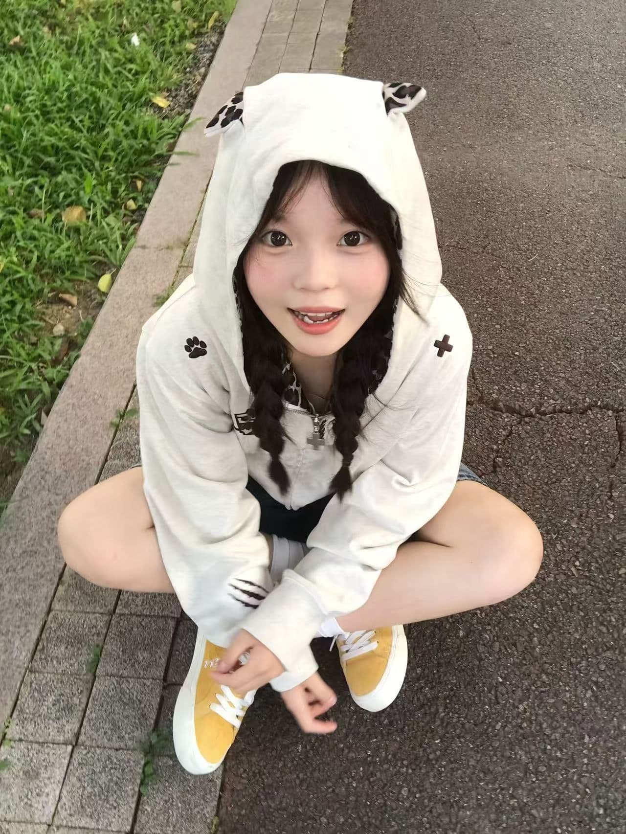 원본 솜씨 인사이드 막대기 섹션 자수 순수한 Mianhua 면 복합 후드 티 스웨터 여성 이미지 3