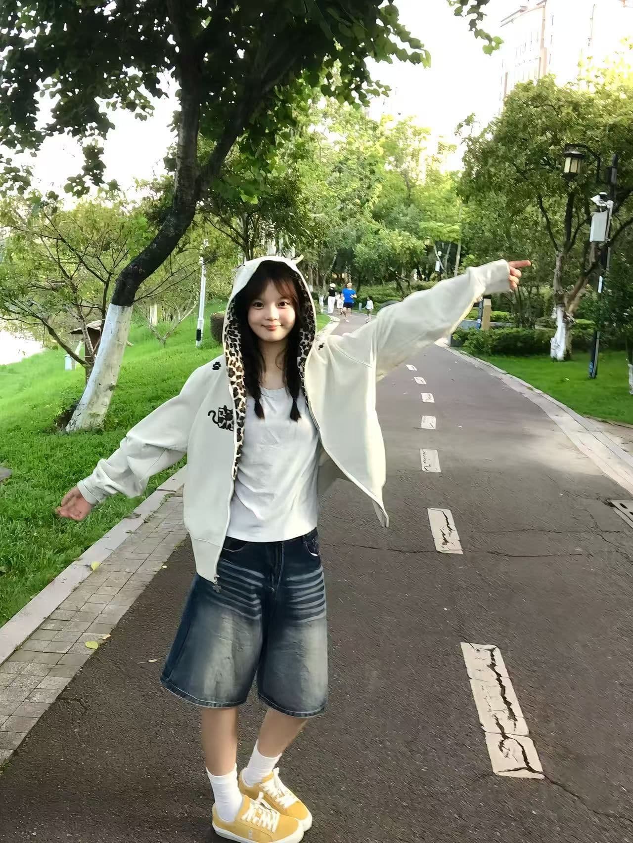 원본 솜씨 인사이드 막대기 섹션 자수 순수한 Mianhua 면 복합 후드 티 스웨터 여성 상세 이미지 5